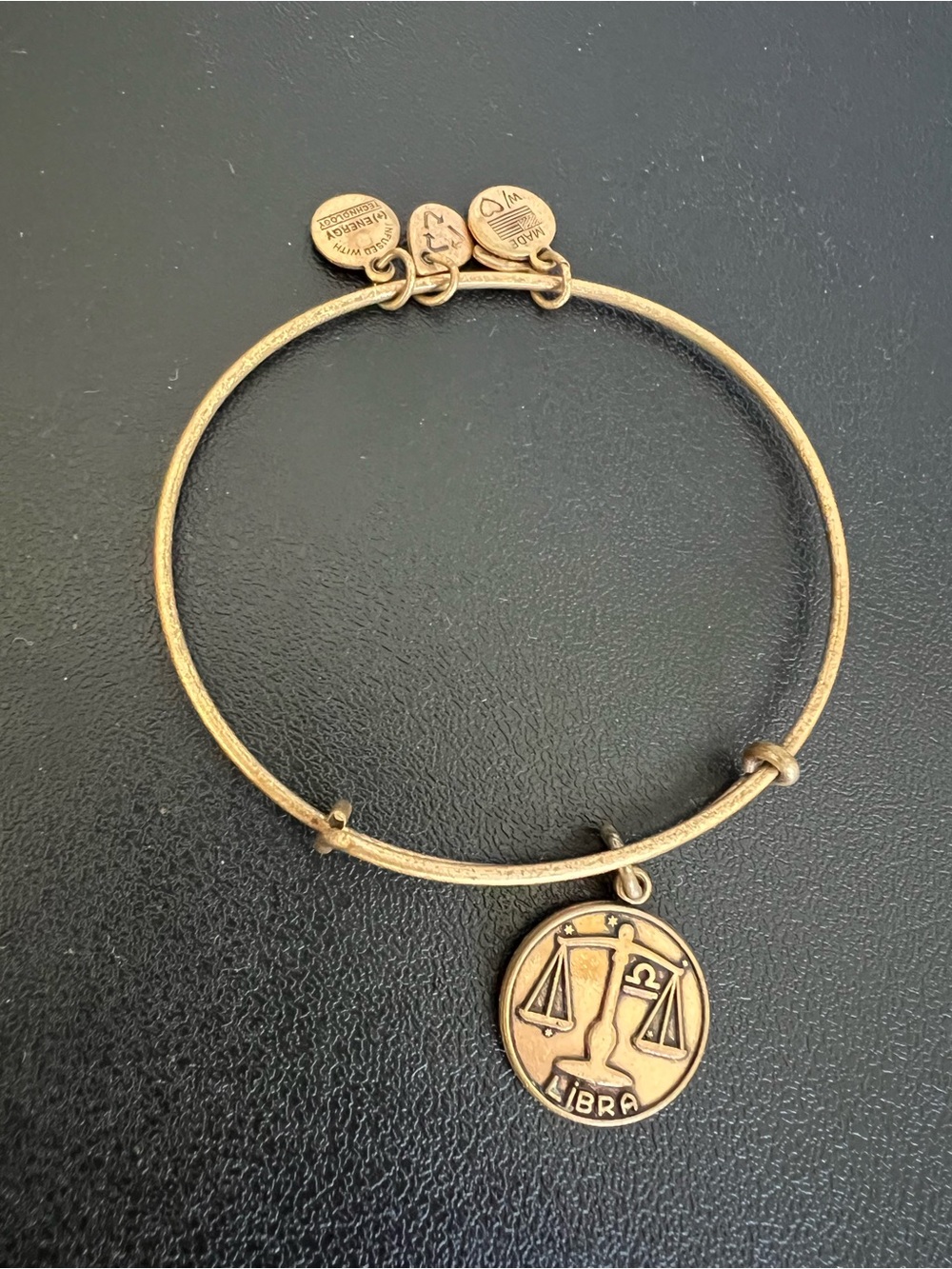 Alex and Ani Gold-Tone Libra Charm Adjustable Bangle